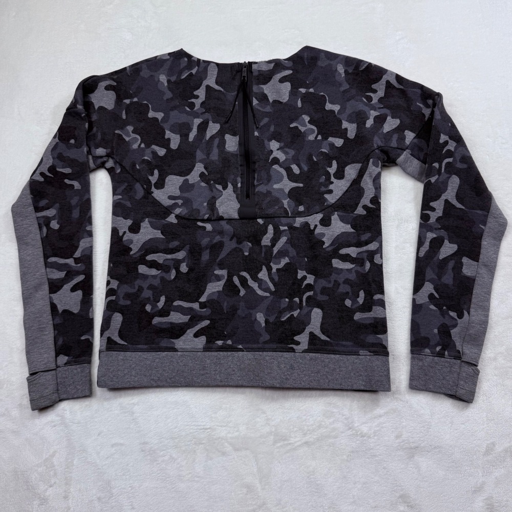 Nike Sportswear Tech Fleece Camo Sweatshirt Womens XS Grey Rear Zip Pullover - Picture 2 of 16